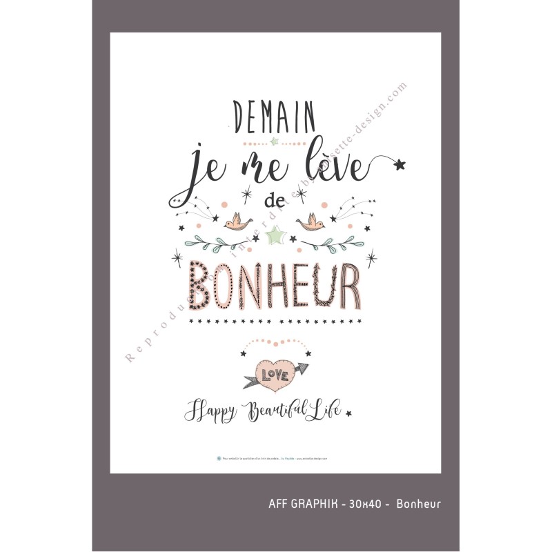 Affichette Citation Bonheur Anisette Design